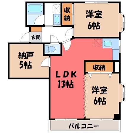 宇都宮駅 徒歩19分 3階の物件間取画像